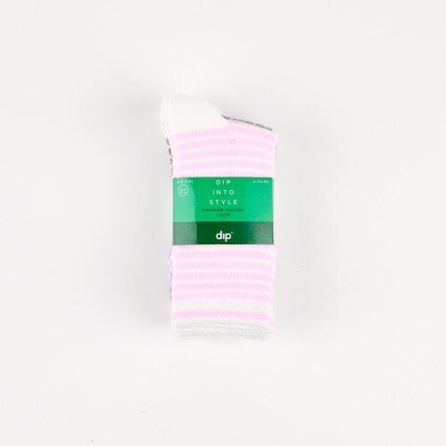 Dip Fashion Casual Crew Girl's Assorted Striped Socks Size  9-11 Perspective: front