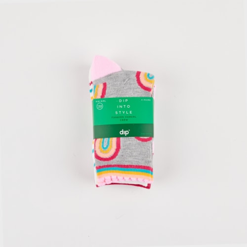 Dip Fashion Casual Crew Girl's Assorted Socks Size 7-8.5 Perspective: front