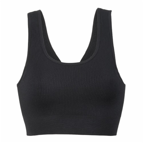 Dip Seamless Ribbed Black Bralette Perspective: front