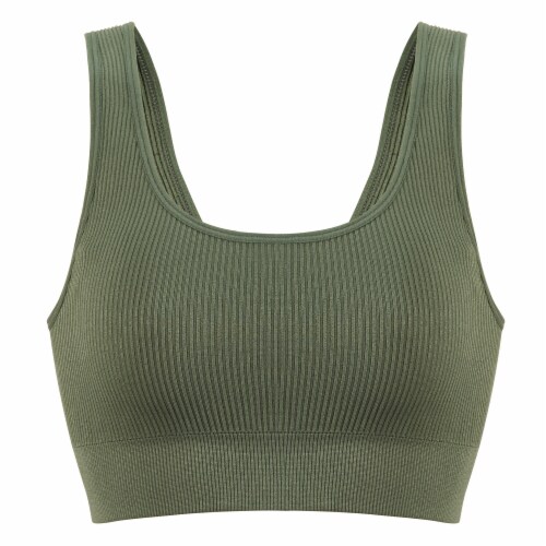 Dip Seamless Ribbed Olive Bralette Perspective: front