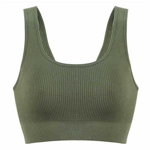 Dip Seamless Ribbed Olive Bralette Perspective: front