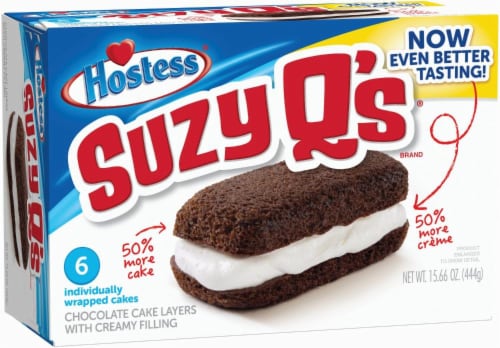 Hostess Suzy Q's Chocolate Cake Layers with Creamy Filling Perspective: front