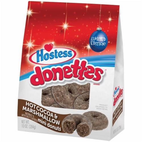 HOSTESS Hot Cocoa & Marshmallow DONETTES , Mini Chocolate Donuts, Holiday Limited Edition Perspective: front