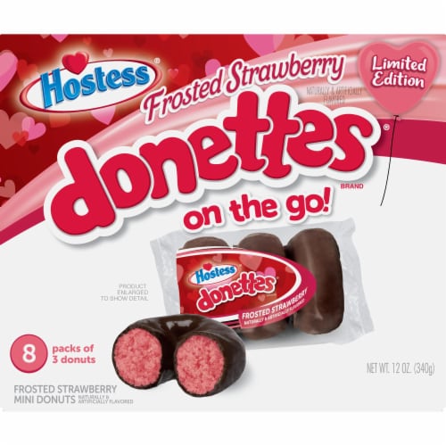 Hostess Frosted Strawberry Donettes On the Go Perspective: front