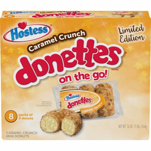 Hostess Caramel Crunch Donettes On the Go Packs Perspective: front