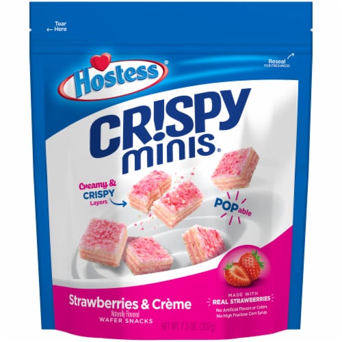 Hostess® Crispy Minis Strawberries & Creme Wafer Snacks Perspective: front