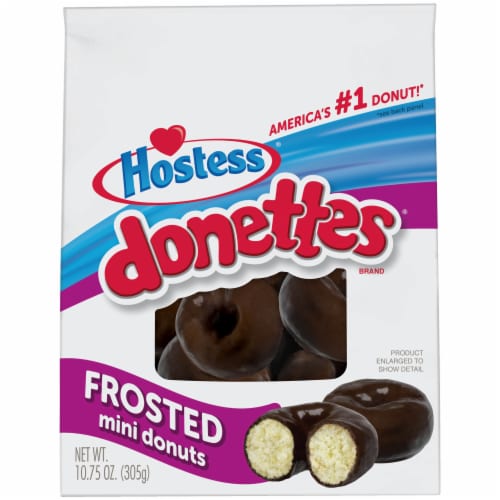 HOSTESS Frosted Mini DONETTES Bag, Chocolate Breakfast Treats Perspective: front