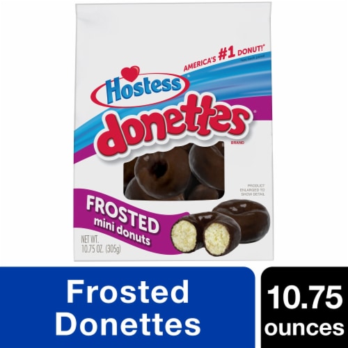 Hostess Donettes, Double Chocolate Naturally Flavored Mini Donuts Perspective: front