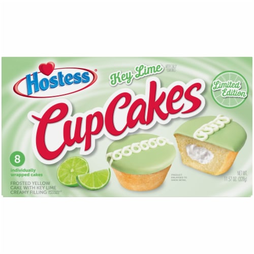 HOSTESS Limited Edition Key Lime Artificially Flavored CupCakes, Creamy Filling Perspective: front