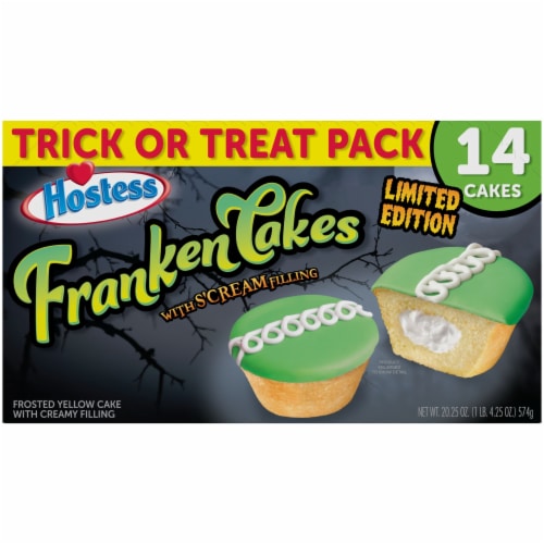 HOSTESS FrankenCakes, Halloween Cupcakes, Trick or Treat Pack Perspective: front