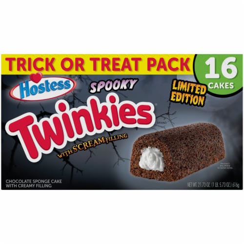 HOSTESS Spooky TWINKIES, Halloween Snack Cakes, Trick or Treat Pack – 16 ct, 21.73 oz Perspective: front
