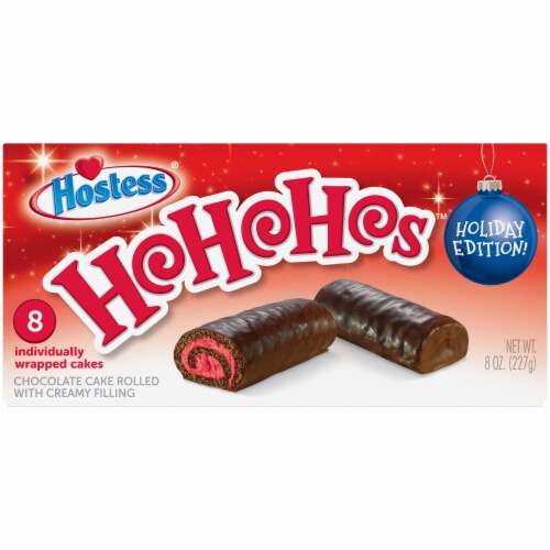 HOSTESS HOHOS Holiday Edition, Chocolate Snack Cake, Rich Creamy Filling Perspective: front
