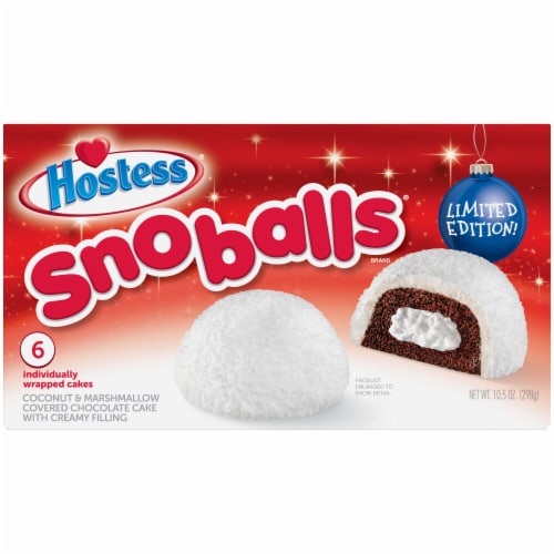 HOSTESS SNOBALLS, Coconut and Marshmallow Chocolate Cake , Creamy Filling Perspective: front