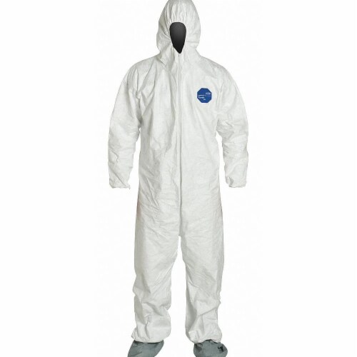 Dupont Hooded Coverall w/Attached Boot,Wht,2XL  TY122SWH2X0025VP Perspective: front