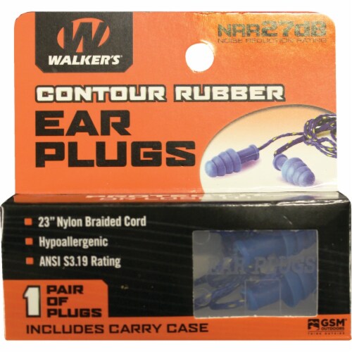Walker's Contour Rubber Corded Blue Ear Plugs GWP-TPRCORD-BL Perspective: front