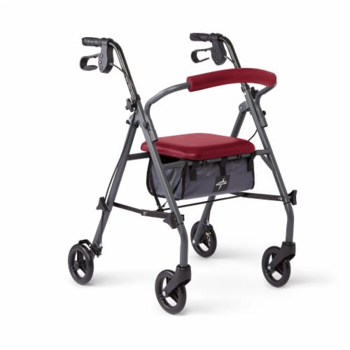 Medline Burgundy Knock-Down Rollator Perspective: front