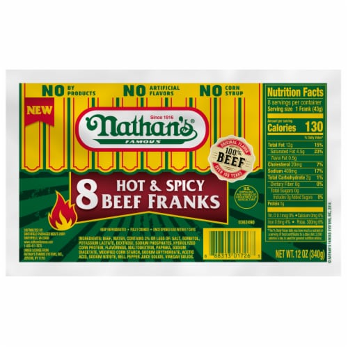 Nathan’s Famous Bun Length Skinless All Beef Franks