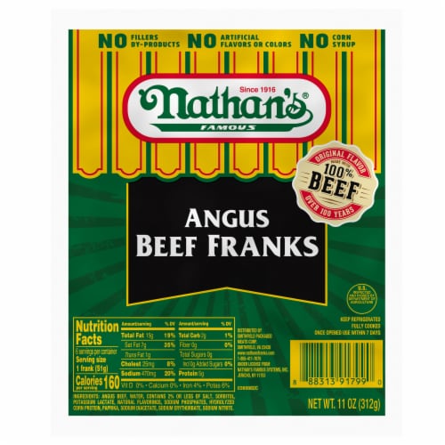 Nathan's Famous Angus Beef Franks Perspective: front