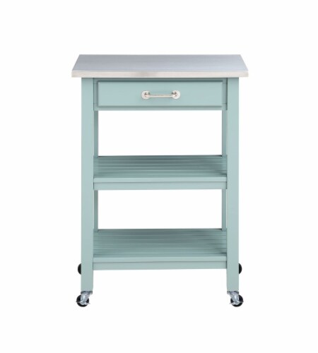 Colorado Kitchen Cart with Stainless Steel Top Perspective: front