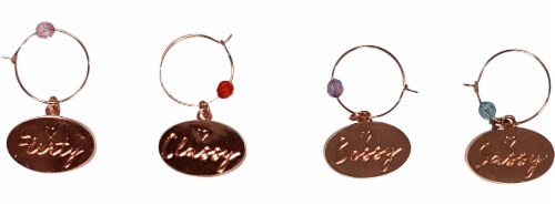 Galentine's Day Wine Glass Charms - Gold Perspective: front