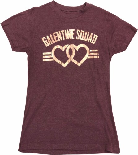 West Coast Novelty Corp. Galentine's Day Women's Crew Shirt - Maroon/Gold Perspective: front