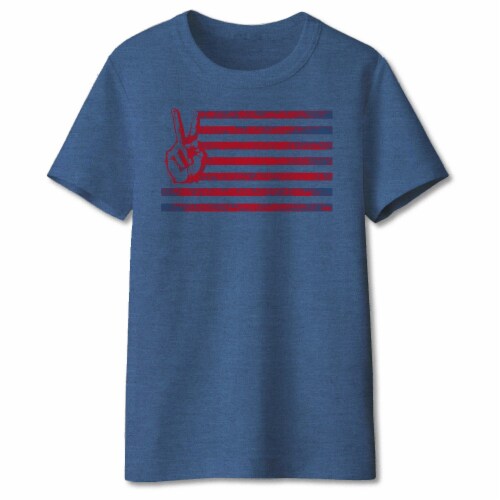 Americana Men's Peace Flag T-Shirt - Heather Royal Blue Perspective: front