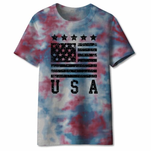 Americana Men's Tie Dye T-Shirt - Red/White/Blue Perspective: front