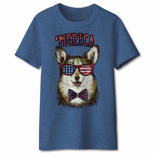 Americana Men's Merica T-Shirt - Heather Royal Blue Perspective: front