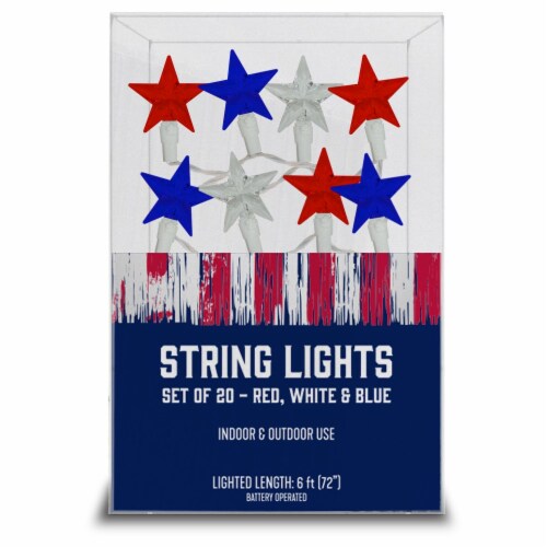 Americana Star String Lights - Red/Blue Perspective: front