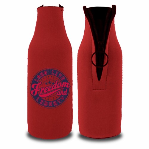 Americana Freedom Ring 12-Ounce Bottle Koozie - Red Perspective: front