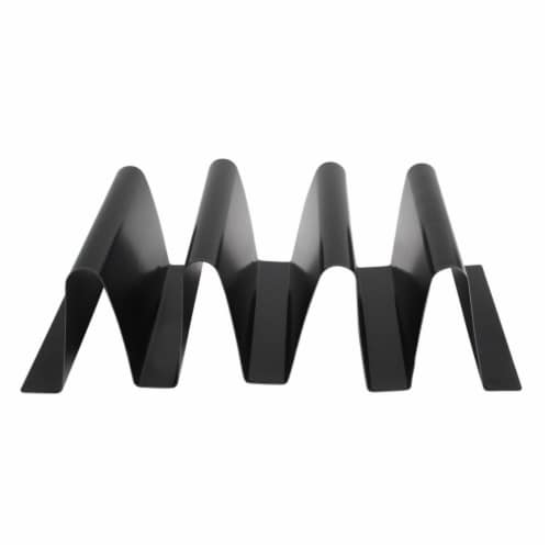 Avon 12 in. Black Four Slot Metal Taco Tray Perspective: front