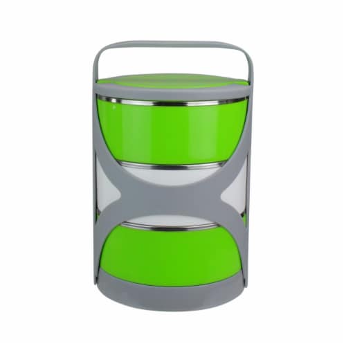 Avon Stacking Food Storage Containers with Carrying Holder, Green & White Perspective: front