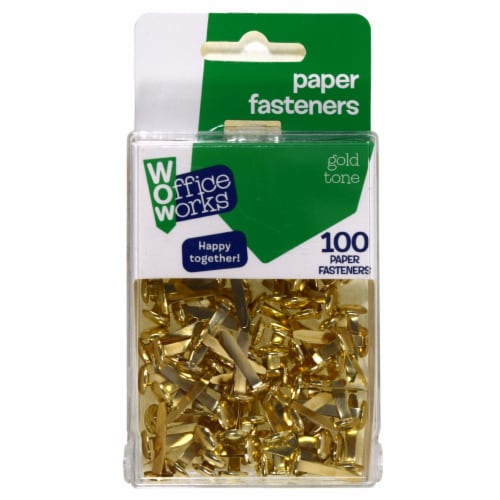 Office Works Gold Tone Paper Fasteners Perspective: front