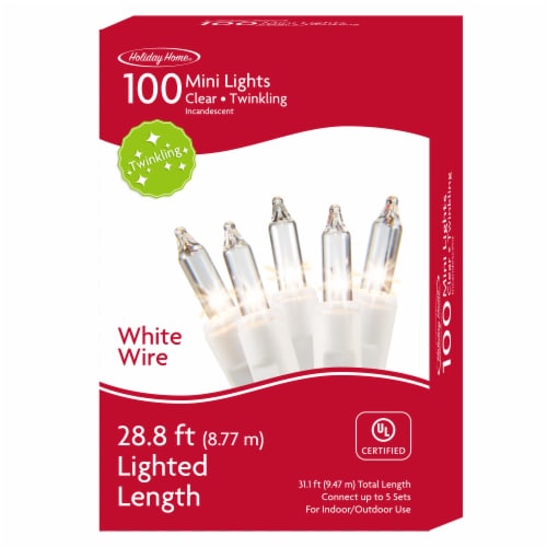 Holiday time clear mini lights white wire discount