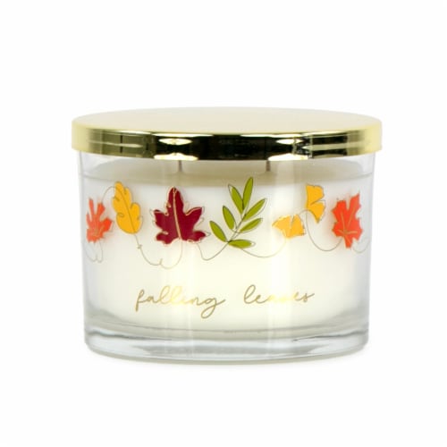 Holiday Home Jar Candle Falling Leaves Perspective: front