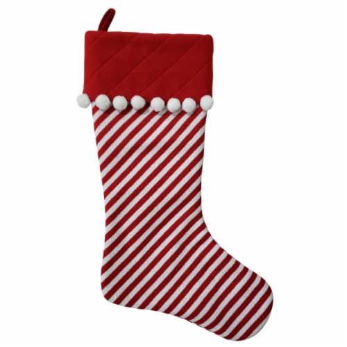 Holiday Home Red Knit Stripe Stocking Perspective: front