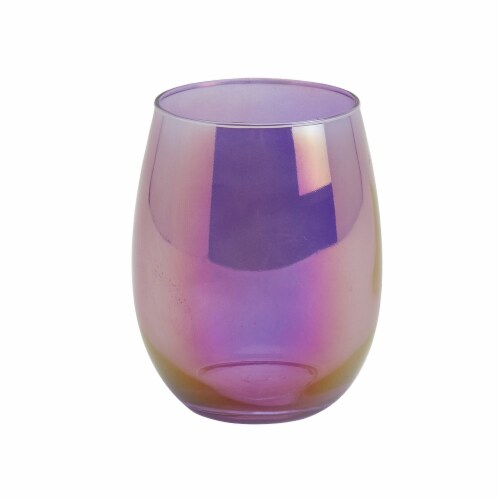 Holiday Home® Halloween Stemless Wine Glass - Purple Iridescent Perspective: front