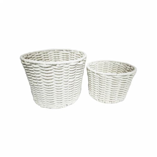 HD Designs Round White Rope Basket - S Perspective: front