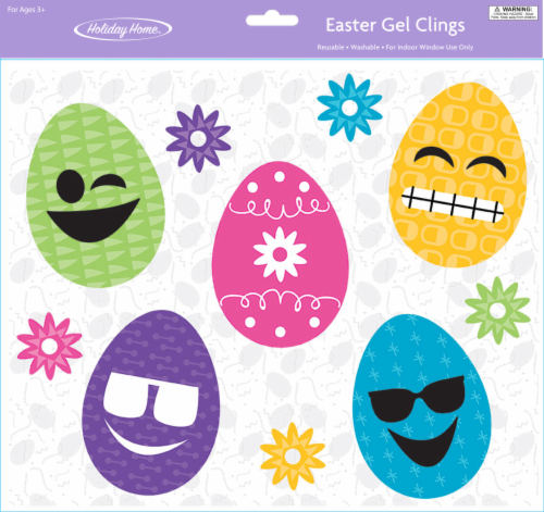 Holiday Home® Easter Emoji Easter Eggs Easter Gel Cling Perspective: front