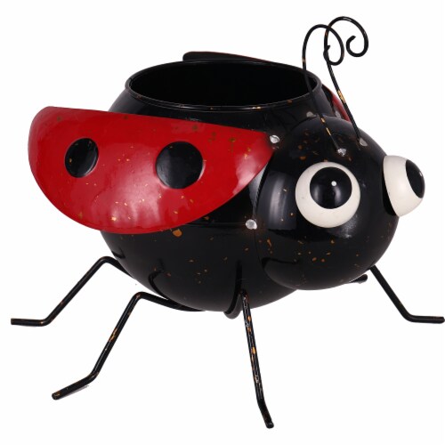 HDO 11 in Metal Planter, Red Ladybug Perspective: front