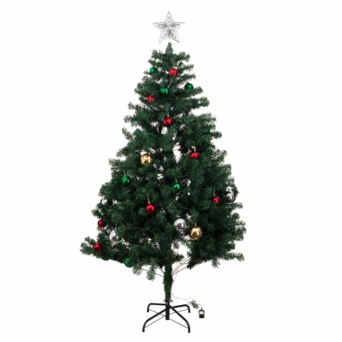 Holiday Home LED Christmas Tree with Ornaments and Tree Topper Perspective: front