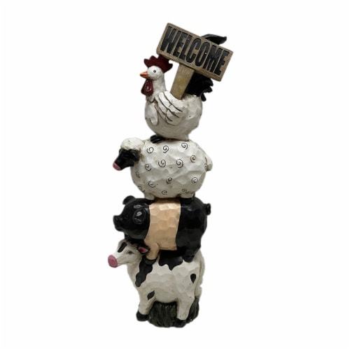 HD Designs Outdoors Stacking Farm Animals Welcome Sign Perspective: front