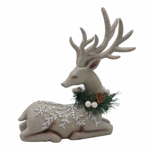 HH 8.3in Sitting Deer Décor Beige Perspective: front