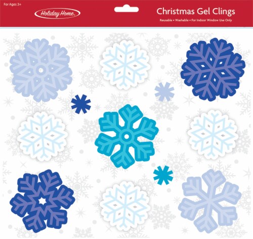 Holiday Home® Blue Snowflakes Gel Clings Perspective: front