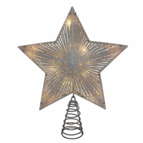 Holiday Home 10" Silver Star Christams LED Christmas Tree Topper Christmas Décor Perspective: front