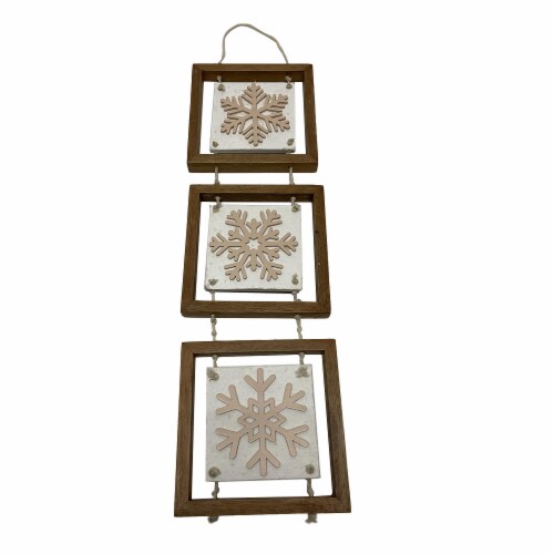 Holiday Home Triple Snowflake Wall Sign - White Perspective: front
