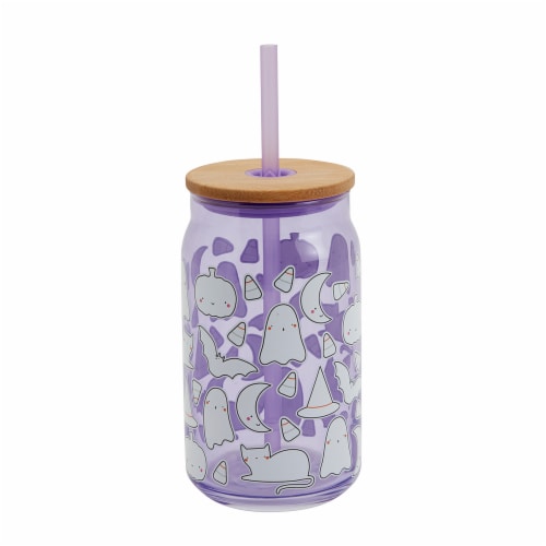 Holiday Home® Halloween Purple Decal Soda Can Tumbler Perspective: front