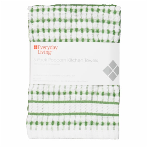 Everyday Living® Popcorn Kitchen Towel Pack - Green Perspective: front