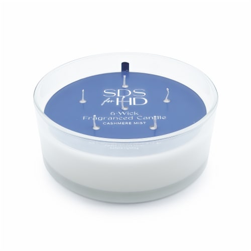 Sewing Down South for HD Designs 6 Wick Glass Candle Casmere Mist - White Perspective: front