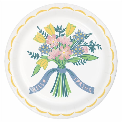 Holiday Home® Easter Round Bouquet Paper Plates Perspective: front